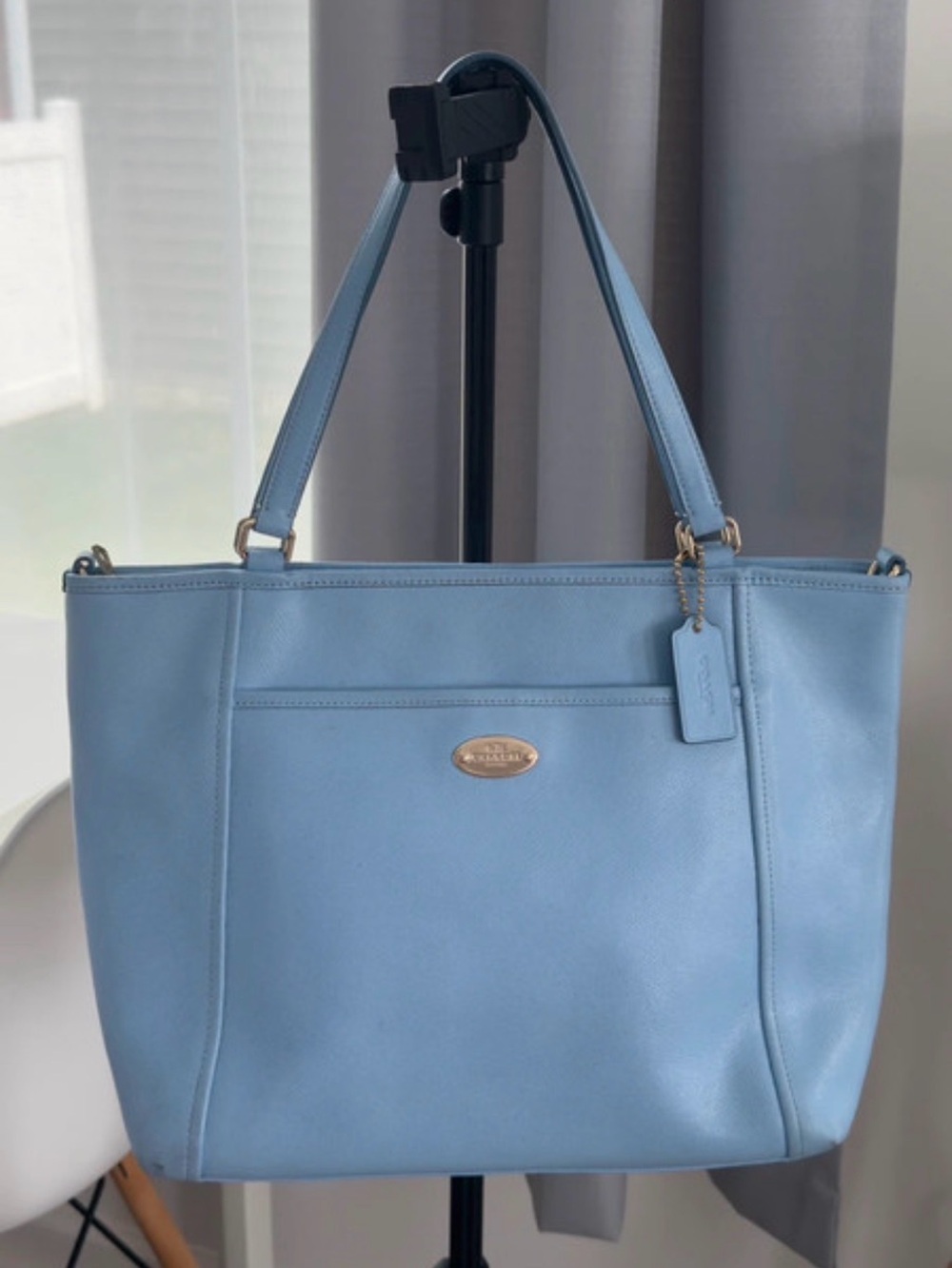 Coach Sky Blue Leather Tote with Gold Hardware (Project Bag)